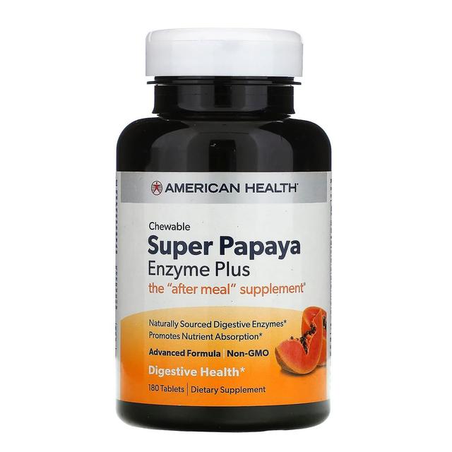 American Health Amerikansk hälsa, Super Papaya Enzyme Plus, 180 tuggtabletter on Productcaster.