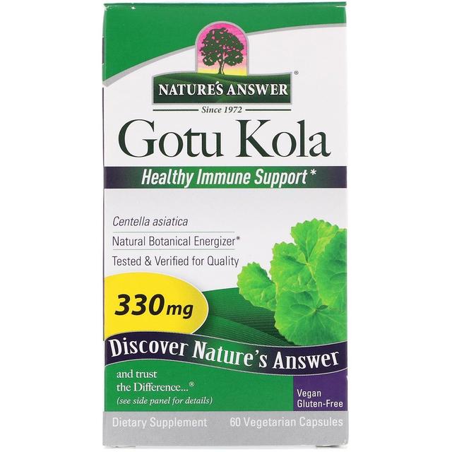 Nature's Answer Nature's Svar, Gotu Kola, Friska Immune Support, 330 mg, 60 Vegetarisk Capsul on Productcaster.