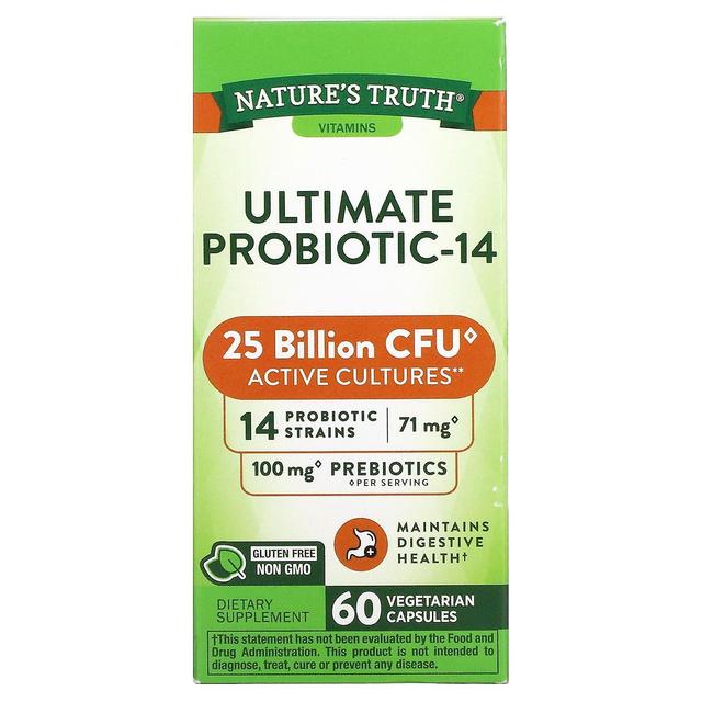 Nature's Truth Naturens sandhed, Ultimate Probiotic-14, 25 milliarder, 60 vegetariske kapsler on Productcaster.