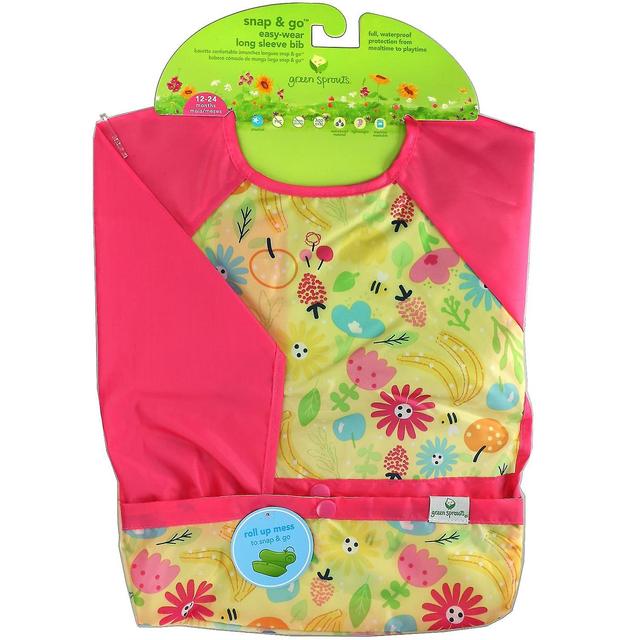 Green Sprouts, Snap & Go Easy Wear Long Sleeve Bib, 12-24 Months, Pink Bee Floral, 1 Count on Productcaster.