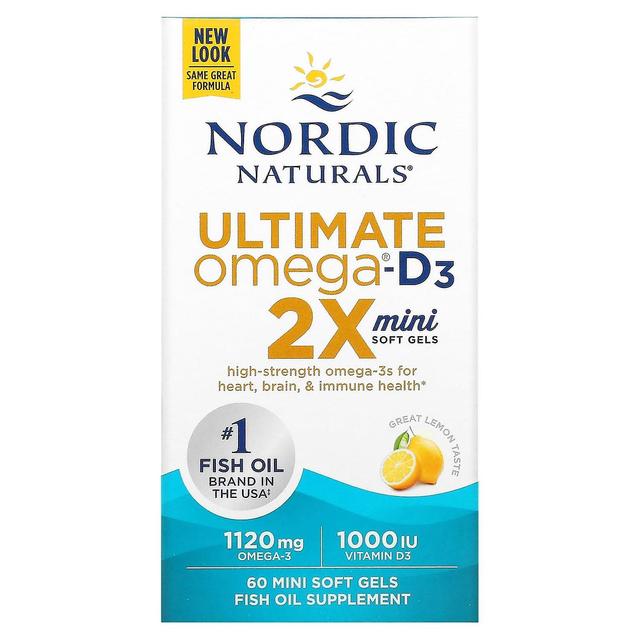 Nordic Naturals, Ultimate Omega 2X mit Vitamin D3, Zitrone, 60 Mini Soft Gels on Productcaster.