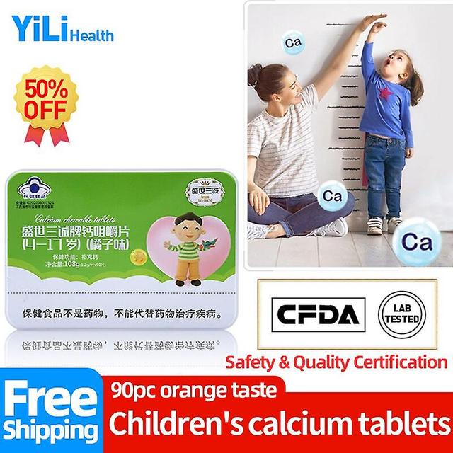 Coscelia Calcium tyggetabletter til børn Højde knogler Vækst kosttilskud gælder for 4-17 år gammel Orange smag 90pc/box Cfda Godkend 1æske 90tabletter on Productcaster.