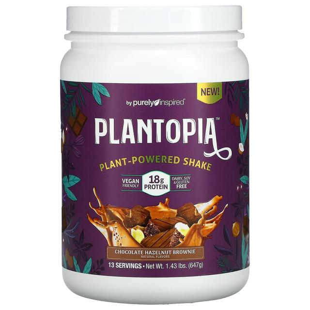 Purely Inspired Puramente ispirato, Plantopia, frullato a base vegetale, brownie alla nocciola al cioccolato, 1,43 libbre (647 g) on Productcaster.