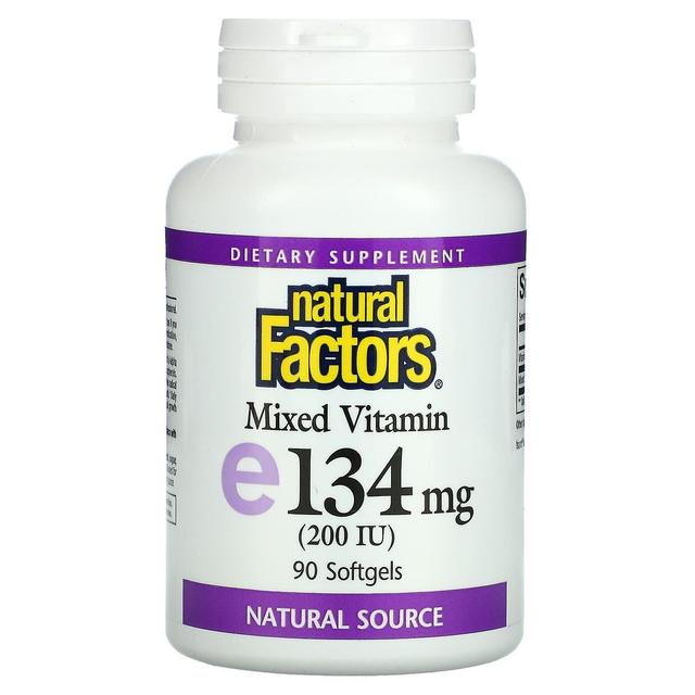 Natural Factors Naturliga faktorer, blandat vitamin E, 134 mg (200 IE), 90 Softgels on Productcaster.