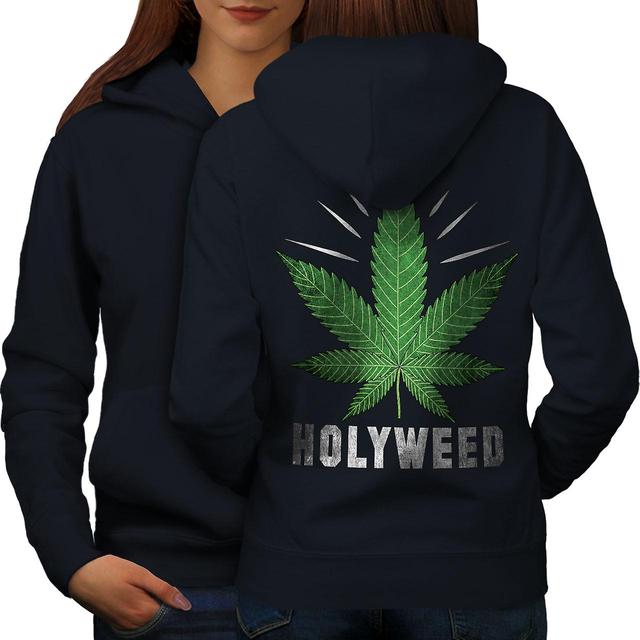 Weed Canabis Herb Women NavyHoodie Back | Wellcoda Navy 2X-Large on Productcaster.