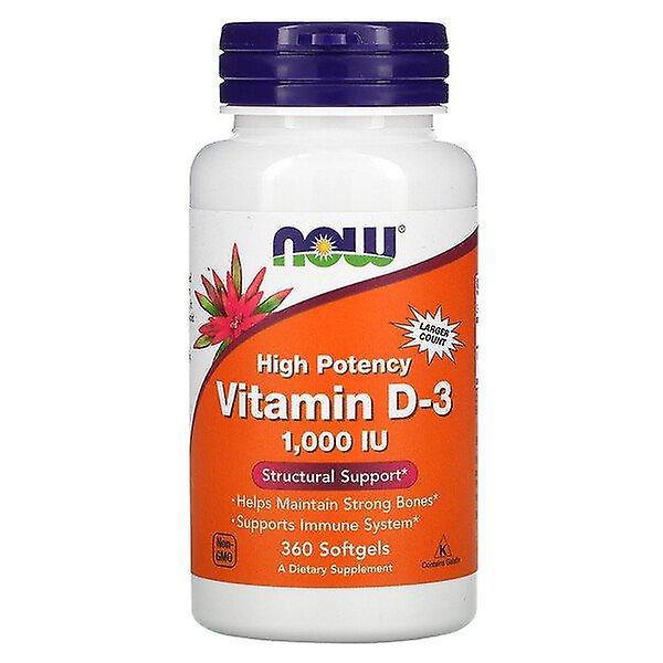 NOW Foods Nu Voedingsmiddelen, Hoge Potentie Vitamine D-3, 25 mcg (1.000 IE), 360 Softgels on Productcaster.