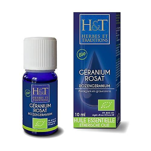 Herbes & Traditions Organic Rose Geranium Essential Oil (Pelargonium graveolens) 10 ml of essential oil on Productcaster.