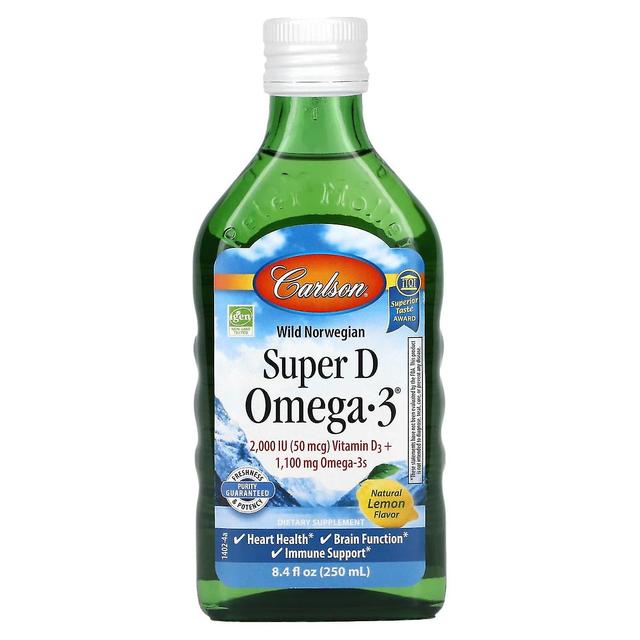 Carlson, Wild Norwegian, Super D Omega-3, Limone naturale, 8.4 fl oz (250 ml) on Productcaster.