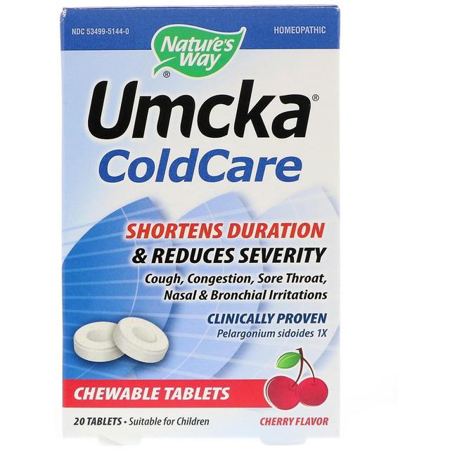 Nature's Way, Umcka, ColdCare, Cherry, 20 tuggtabletter on Productcaster.