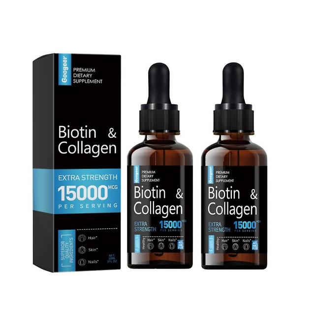 1-3X Biotin &; Kollagen Drops 60ml Hår Hud Negle Ekstra styrke 15000Mcg per portion 2PCS on Productcaster.