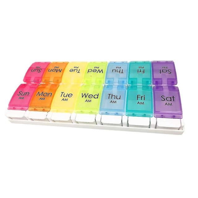 Shenmo Multicolor Weekly Pill Organizer - BPA Free, Large Compartments, Unique Open Design - Ideal for Tablets, Vitamins, Medications - COD Li on Productcaster.