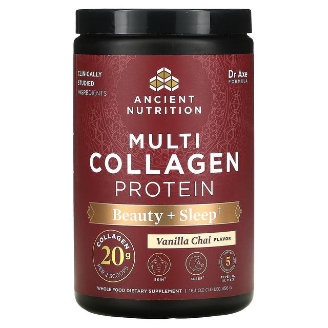 Dr. Axe / Ancient Nutrition, Multi Collagen Protein, Skönhet + Sömn, Vanilj Chai, 16.1 oz (456 g) on Productcaster.