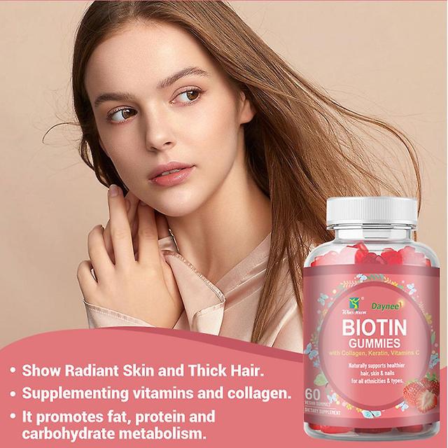 60 Biotin Gummies - Beauty Gummy Corner - Collagen Supplements Vitamins And Stimulates Metabolism 1pc on Productcaster.