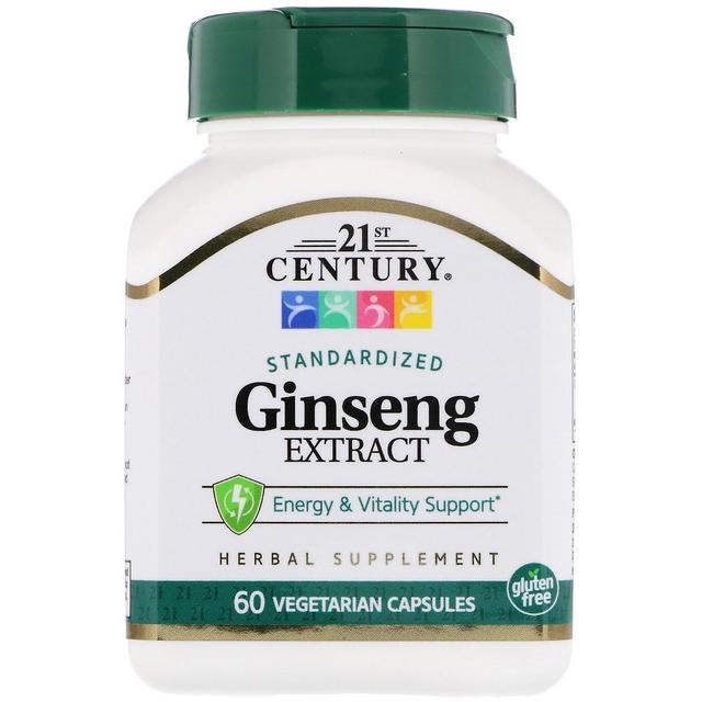 21st Century, Ginseng Extrakt, Standardiserad, 60 Vegetarisk kapsel on Productcaster.