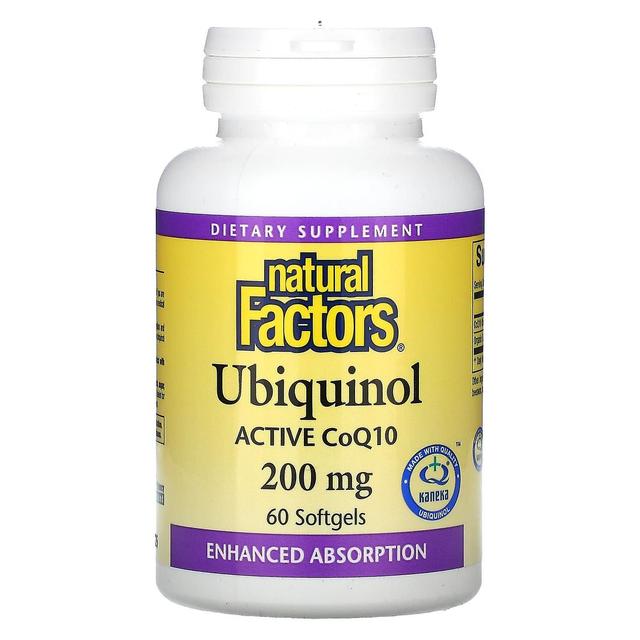 Natural Factors Luonnolliset tekijät, ubikinoli, 200 mg, 60 pehmeää geeliä on Productcaster.