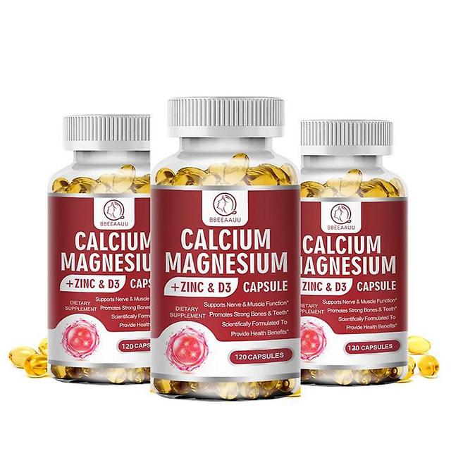 Tib Calcium Magnesium Zinc Capsule Vitamin D3 Supplement For Strong Bones &teeth Heart Health Nerve Increase Immune System 3bottle x120pcs on Productcaster.