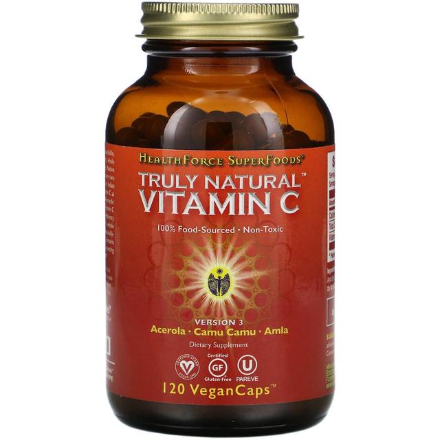 HealthForce Superfoods, Truly Natural Vitamin C, 120 Vegan Caps on Productcaster.