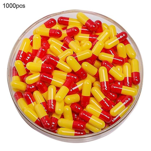 Lynxy 1000pcs Transparent Hollow Gelatin Empty Separated Medical Powder Capsule Shells tao Red Yellow on Productcaster.