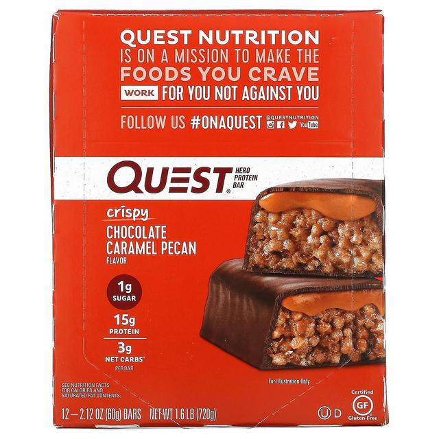 Quest Nutrition, Hero Protein Bar, Crispy Chocolate Caramel Pecan, 12 Bars, 2.12 oz (60 g) Each on Productcaster.