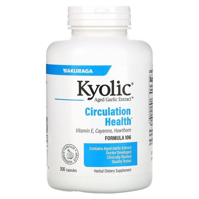 Kyolic, Verouderd knoflookextract, circulatiegezondheid, Formule 106, 300 capsules on Productcaster.