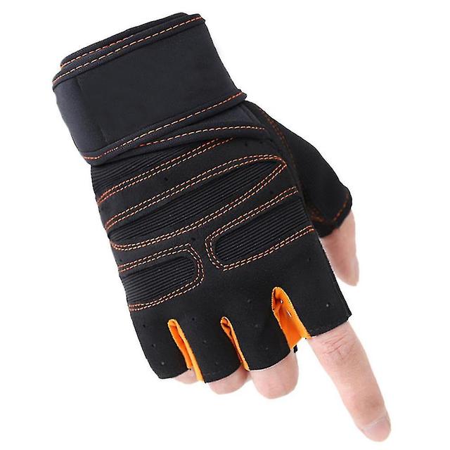 Szmtcv Barbell Weightlifting Gloves Increased Resistance Shock Absorption Sports Gloves Thin Soft Breathable Gloves Orange Black L on Productcaster.