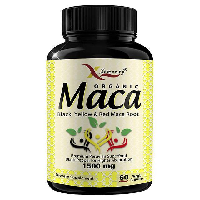 Vorallme Organic Maca Root Powder Capsules 1500 Mg - Vegetarian Capsules With Black + Red + Yellow Peruvian Maca Root Extract 60 Capsules on Productcaster.