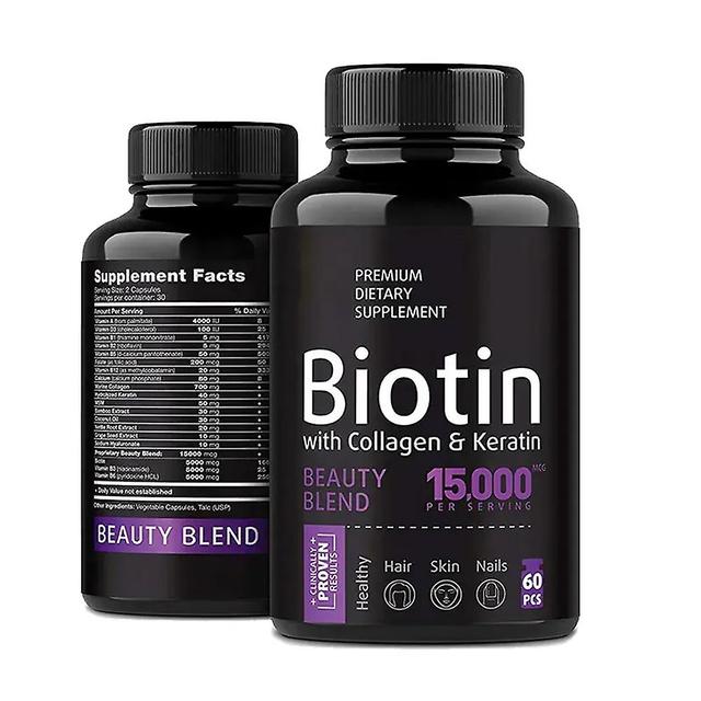 Biotin mit Kollagen und Keratin -15000 Mcg - 60 - Kapseln 1pc on Productcaster.