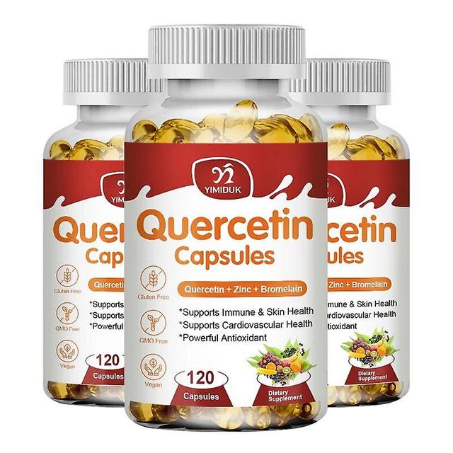 Eccpp Quercetin Capsules Vitamin C Zinc & Elderberry Bromelain Capsules Antioxidant - Supports Cardiovascular & Immune Health 3 Bottles 120 pcs on Productcaster.