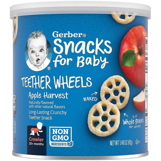 Gerber, Snacks for Baby, Teether Wheels, 10+ Months, Apple Harvest, 1.48 oz (42 g) on Productcaster.