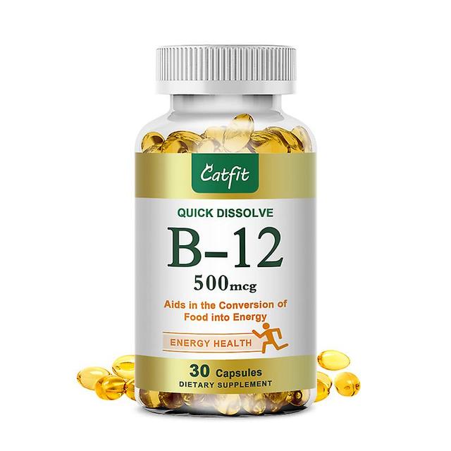 Vorallme Vitamin B12 Kapseln 500mcg Unterstützt den Energiestoffwechsel, das Nervensystem, die Gesundheit der Blutzellen, das Immunsystem 30pcs on Productcaster.