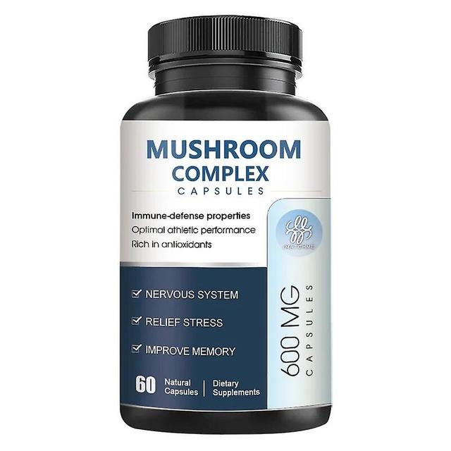 Visgaler 10x Mushroom Complex With Lion's Mane, Reishi, Cordyceps, Maitake, Shiitake, Turkey Tail, Chaga All Natural Herbal Supplemnt 1x60 capsules on Productcaster.