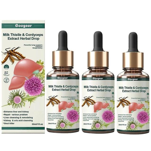 1-3pcs Milk Thistle & Cordyceps Liquid Drops, Liver Support For Liver And Kidney Cleanse Detox & Repair, Herbal Extract on Productcaster.