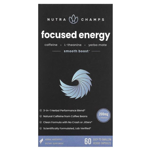 NutraChamps, Focused Energy, 60 Easy-to-Swallow Veggie Capsules on Productcaster.