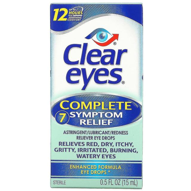 Clear Eyes Klare øjne, komplet 7 symptomlindring, astringerende/smøremiddel/rødmeaflastende øjendråber, 0,5 fl oz (1 on Productcaster.