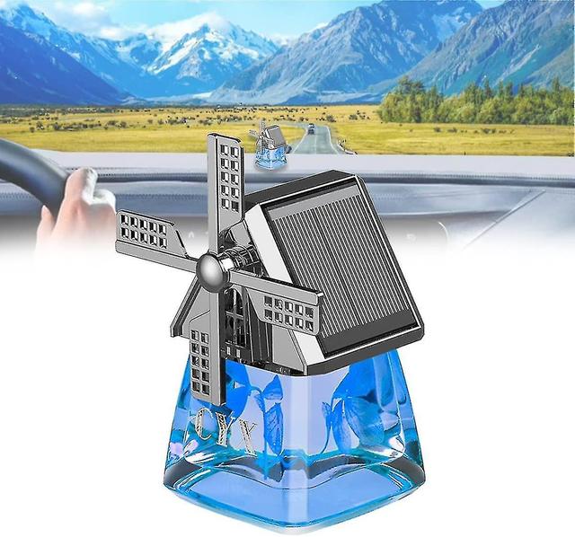 Car Air Fresheners, Solar Energy Car Fragrance Diffuser, Windmill Solar Energy Rotating Aromatherapy Car Air Freshener Blue on Productcaster.