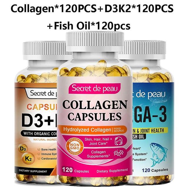 Visgaler Sdp 2bottles 120p Hydrolyzed Collagen Capsules Support Skin&joint&hair&nails Health Fish Oil Supplement D3k2 Capsule For Adult Package 4 on Productcaster.