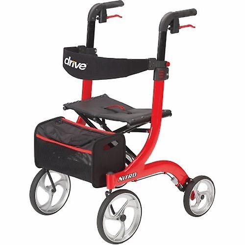 Drive Medical 4 Wheel Rollator drive Nitro Red Adjustable Height Aluminum Frame, Count of 1 (Pack of 1) on Productcaster.