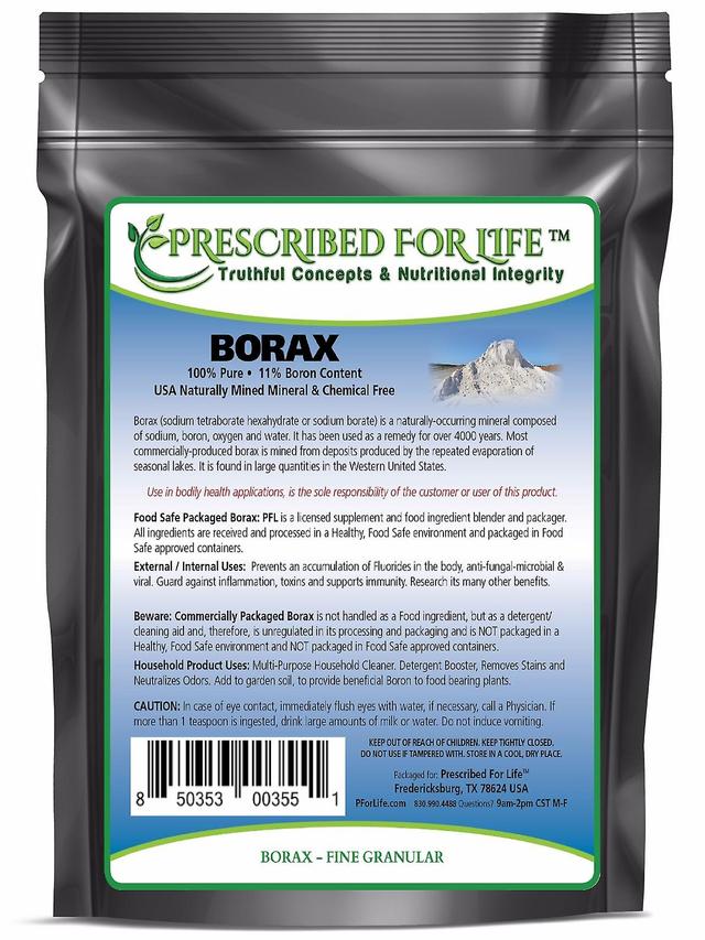 Prescribed For Life Borax - All Natural Sodium Borate 10 mol Mineral Granular Powder 40-200 Mesh 2 kg (4.4 lb) on Productcaster.