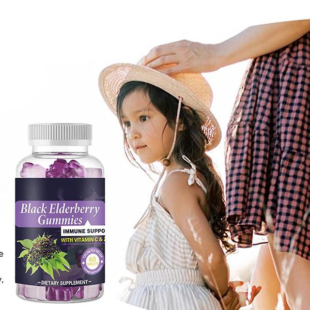 Black Elderberry Healthy Gummies Boost Immunity With Vitamin C And Zinc Supplements 60 Gummies on Productcaster.