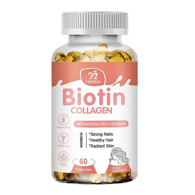 Eccpp 5x Collagen Biotin Supplement Protein Support Anti Aging Strong Nails Shiny Hair Glowing Smooth Skin Vegan Capsules 1 Bottles 60 pcs on Productcaster.