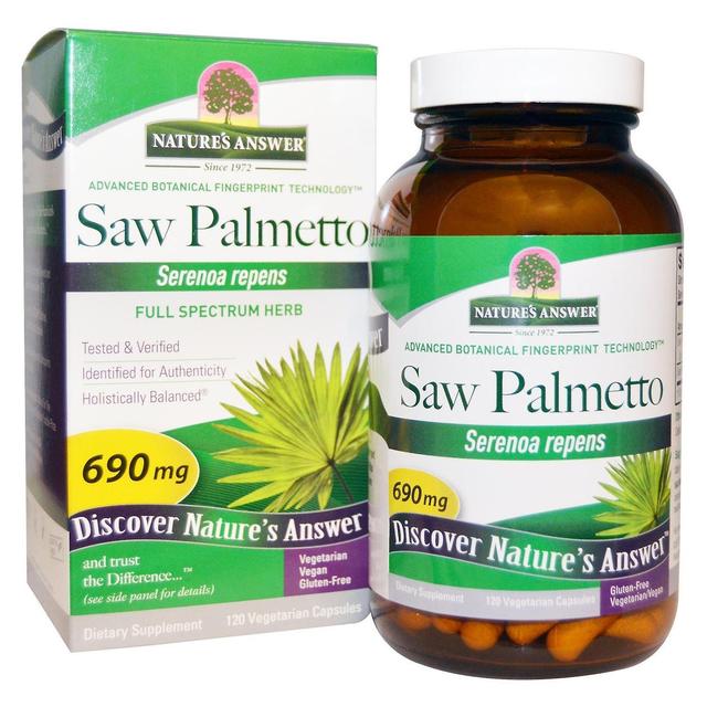 Nature's Answer Naturens svar, Saw Palmetto, Fuld spektrum urt, 690 mg, 120 Vegetarisk capsul on Productcaster.