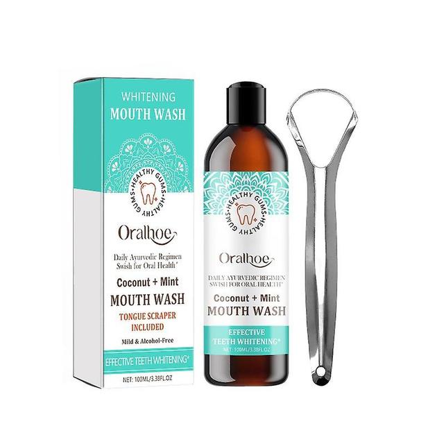 Ywfkmy Gurunanda Oil Pulling With Coconut & Peppermint Oil With Tongue Scraper Inside The-A on Productcaster.