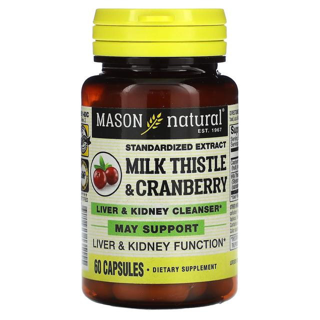 Mason Natural, Milk Thistle/Cranberry, Standardized Extract, Liver & Kidney Cleanser, 60 Capsules on Productcaster.