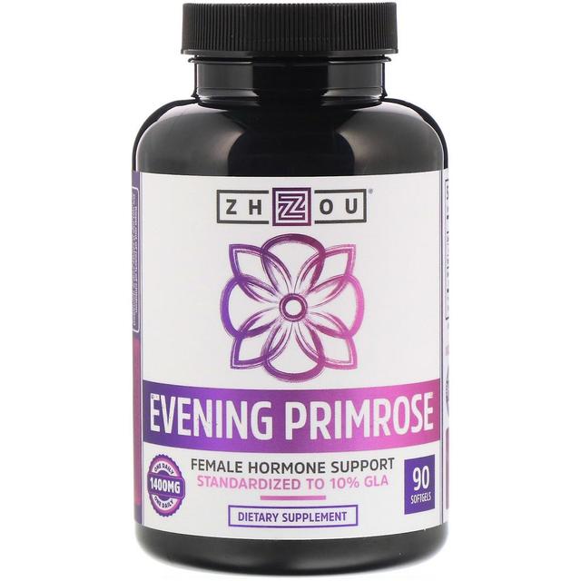 Zhou Nutrition Zhou Voeding, Evening Primrose, Vrouwelijke Hormoonondersteuning, 1.400 mg, 90 Softgels on Productcaster.