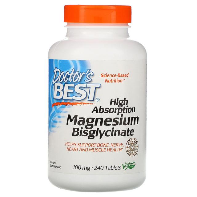 Doctor's Best Lægens bedste, Magnesiumbisglycinat med høj absorption, 100 mg , 240 tabletter on Productcaster.