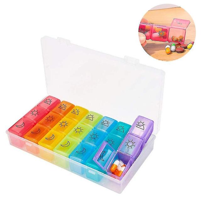 Marske Travel Friendly Pill Box 7 Day With Large Compartments And Sturdy Design, Portable Medication Reminder For Vitamins/fish Oils/supplements on Productcaster.