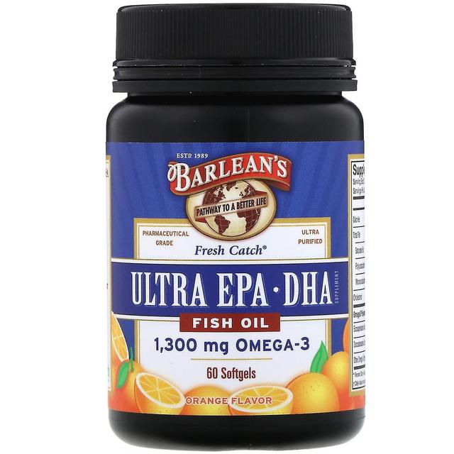 Barlean's, Óleo de Peixe Fresco, Ômega-3, Ultra EPA/DHA, Sabor Laranja, 60 Softg on Productcaster.