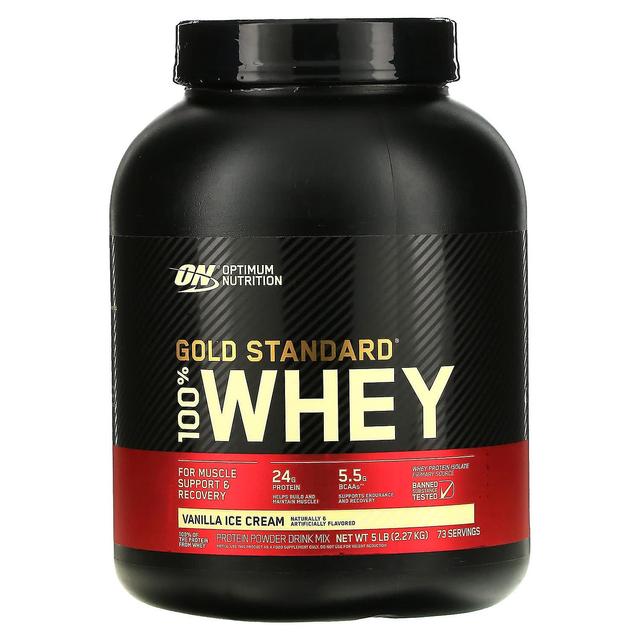 Optimum Nutrition, Gold Standard 100% Whey, Vanilla Ice Cream, 5 lb (2.27 kg) on Productcaster.