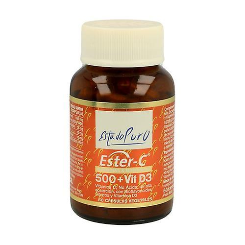 Estado Puro Non-acid Vitamin C-500 + Vitamin D3 60 vegetable capsules of 865mg on Productcaster.