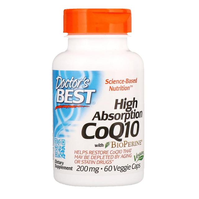 Doctor's Best, CoQ10 de alta absorção com BioPerine, 200 mg, 60 Veggie Caps on Productcaster.